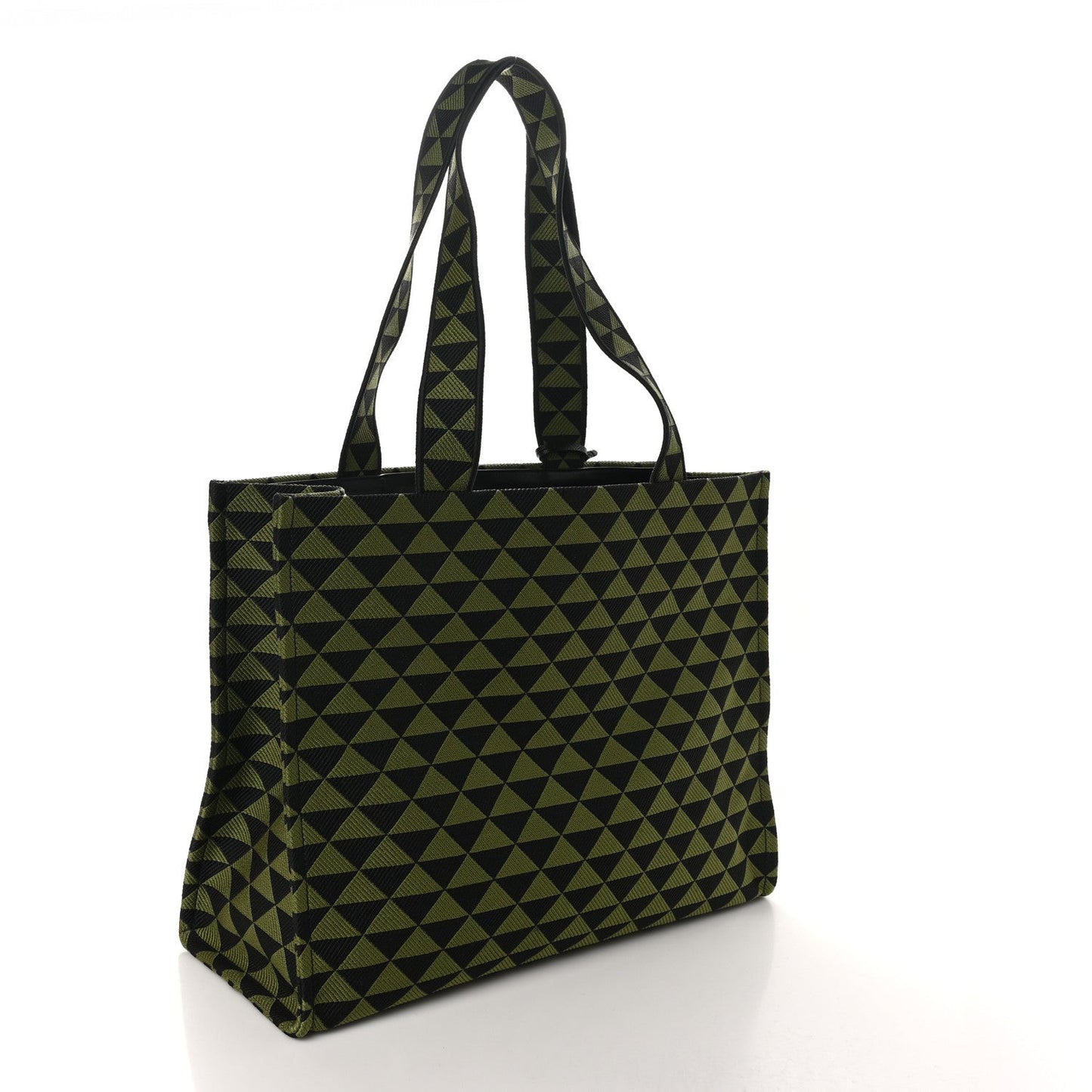 Jacquard Saffiano Triangolo Symbole Embroidered Shopping Tote Black Edera