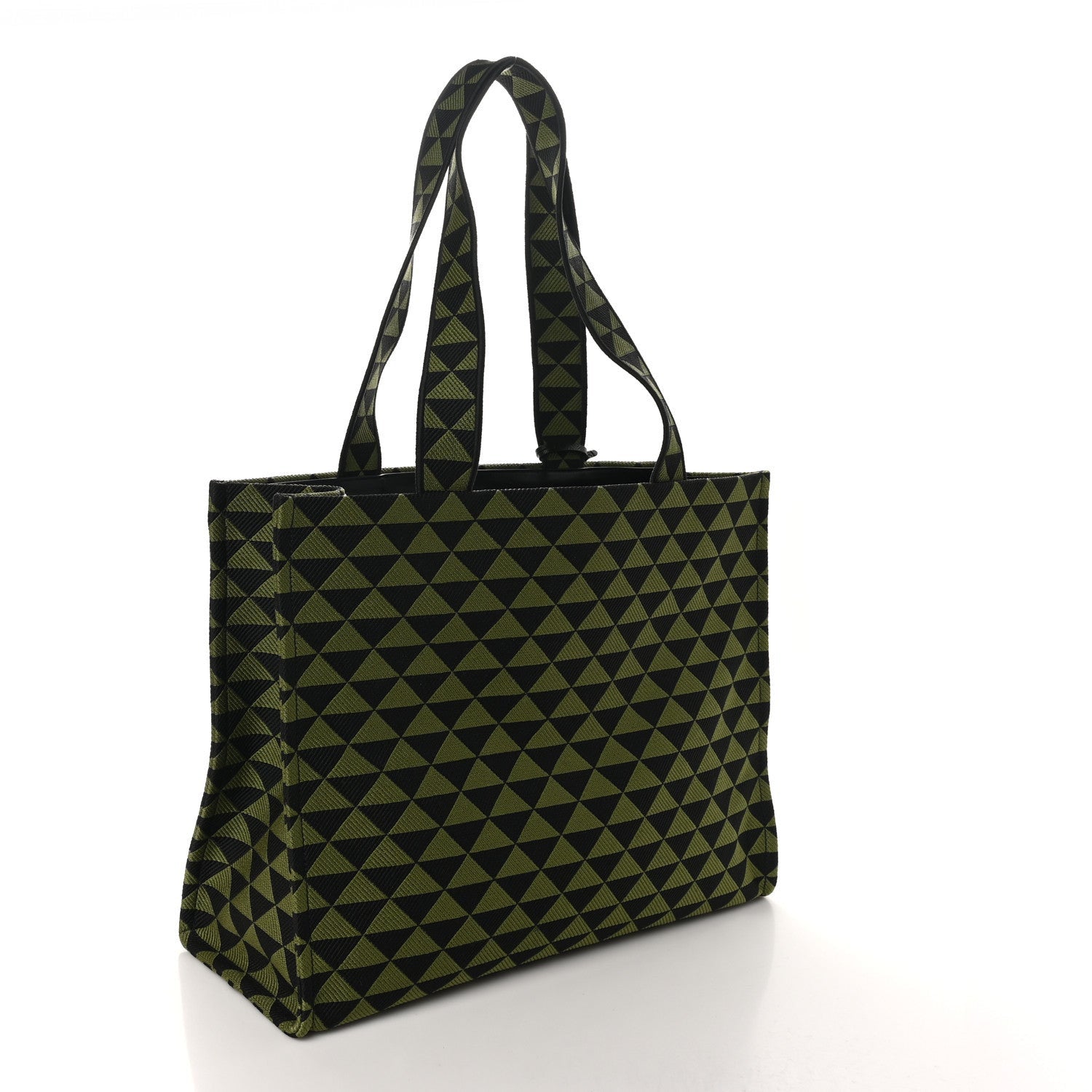 Prada Jacquard Saffiano Triangolo Symbole Embroidered Shopping Tote Black Edera 3 of 7
