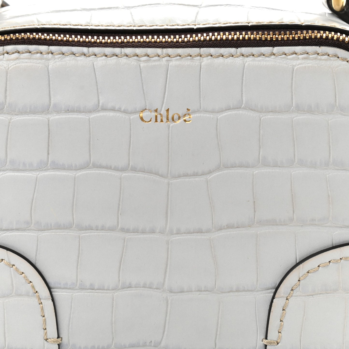 Crocodile Embossed Mini Daria Chain Bag Light Cloud