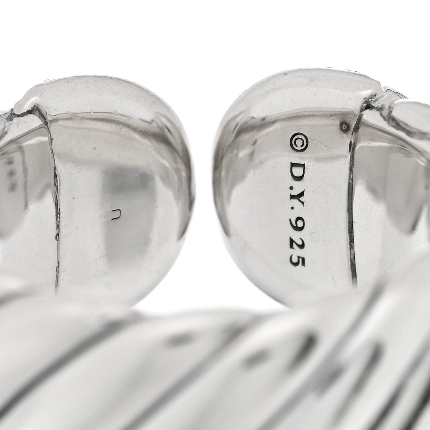 David Yurman Sterling Silver Diamond Sculpted Open Cable Ring 54 7 4 of 4