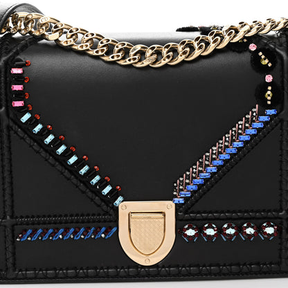 Christian Dior Calfskin Crystal Embroidered Medium Diorama Flap Bag Black 7 of 12