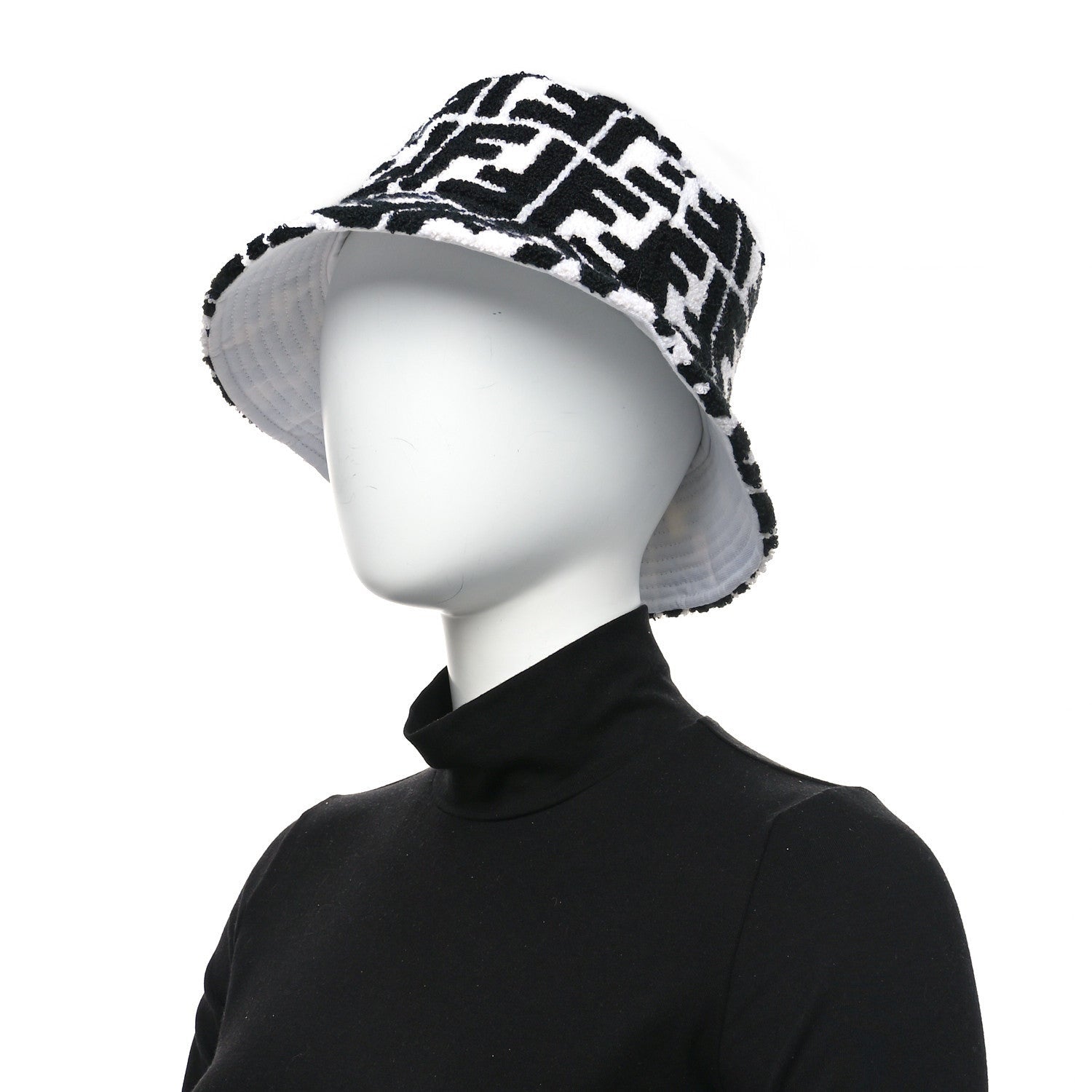 Fendi Terrycloth FF Bucket Hat S White Black 2 of 7