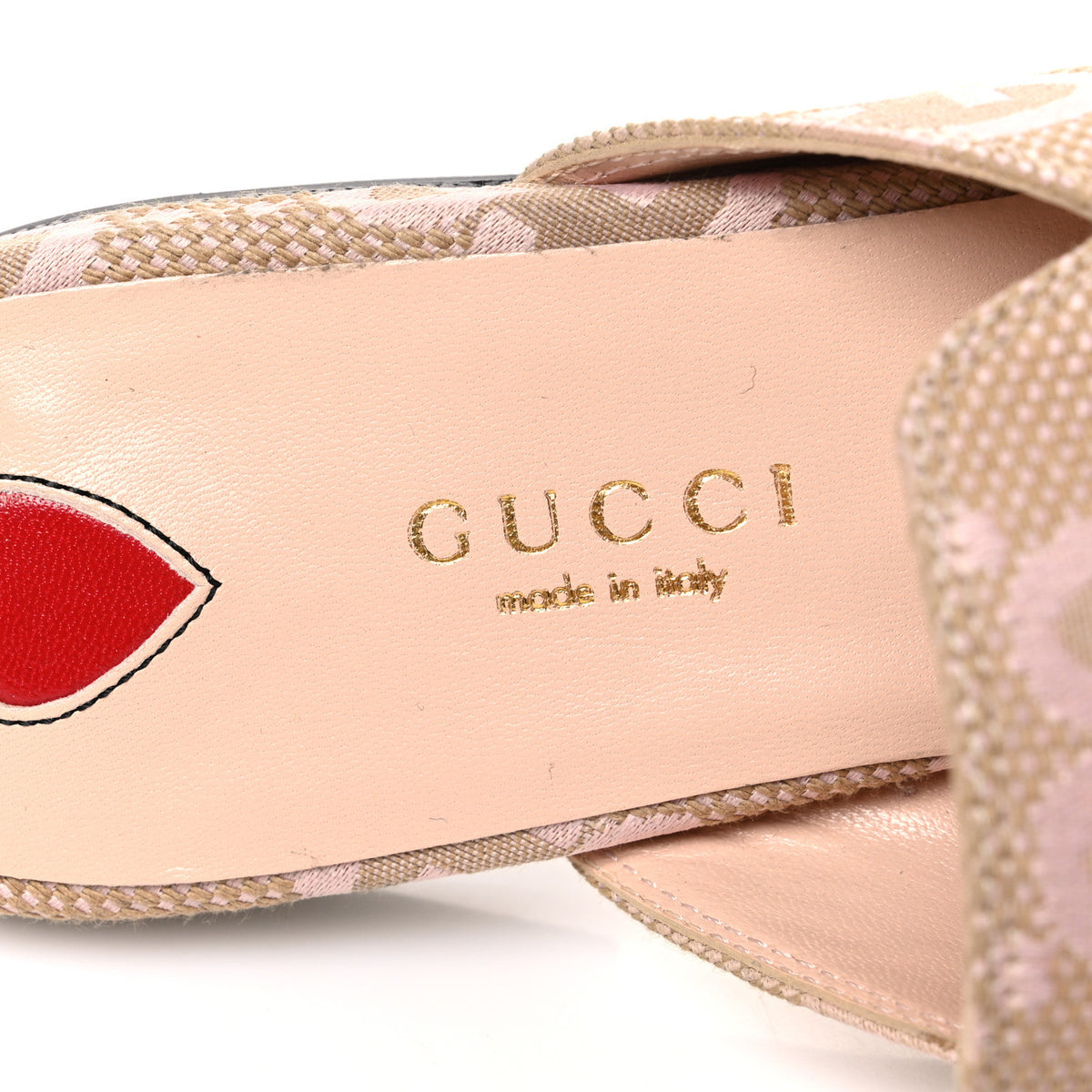 Gucci Monogram Macro GG Nappa Charlotte Womens Princetown Slippers 36 Beige Perfect Pink 10 of 11