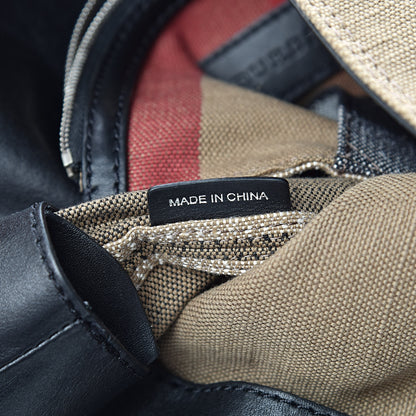 Burberry Canvas Mega Check Medium Ashby Hobo Black 7 of 15