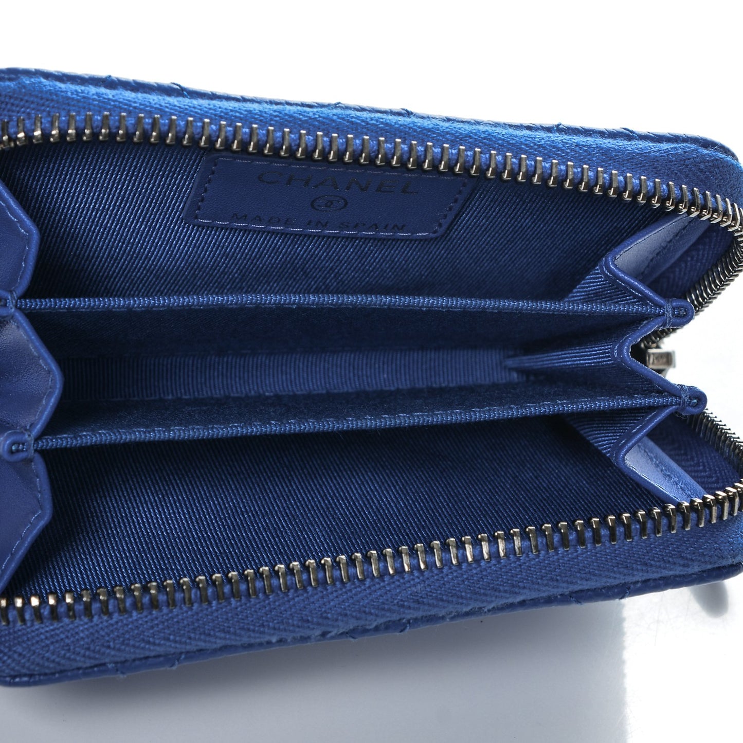 Caviar Quilted Zip Coin Purse Blue