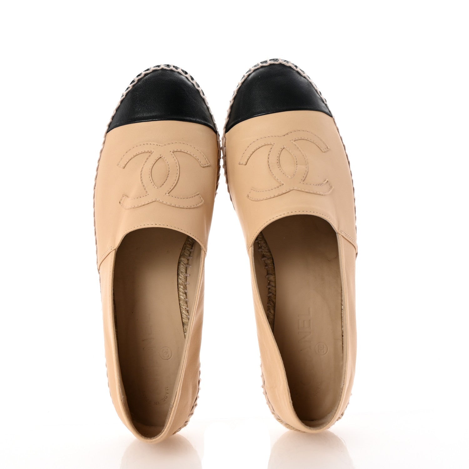 Chanel Lambskin CC Espadrilles 40 Beige Black 2 of 7