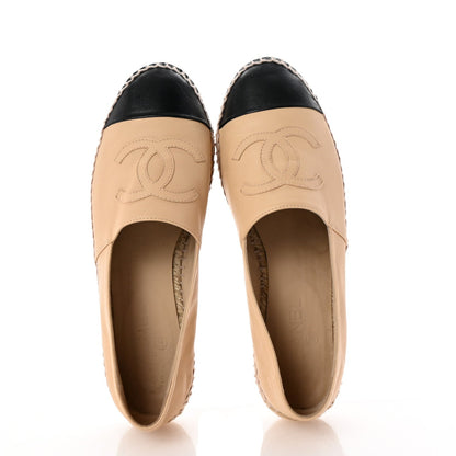 Chanel Lambskin CC Espadrilles 40 Beige Black 2 of 7