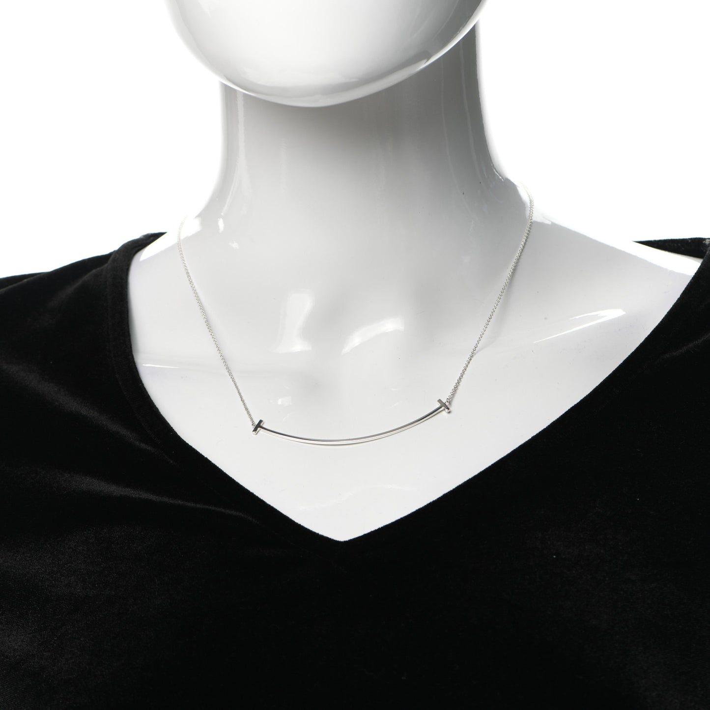 Sterling Silver Large T Smile Pendant Necklace