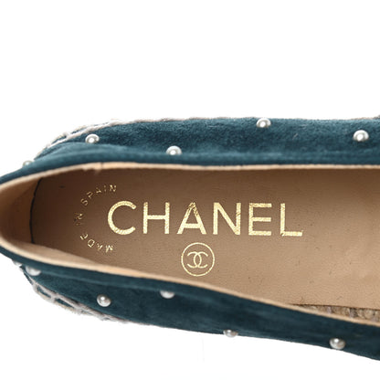 Chanel Suede Pearl CC Espadrilles 36 Teal 15 of 18