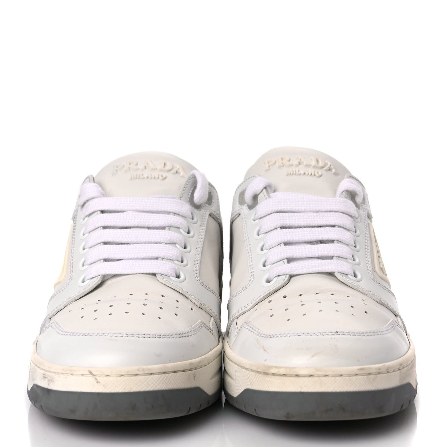 Vitello Sport Spazzolato Rois Rubber Triangle Logo Perforated Womens District Low Top 30mm Sneakers 36.5 White