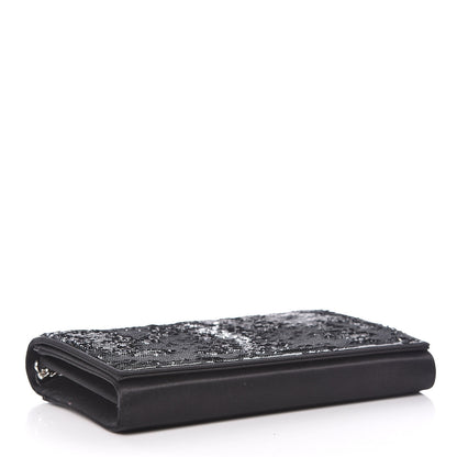 Saint Laurent Sequin Flip Monogram Chain Wallet Black 4 of 11