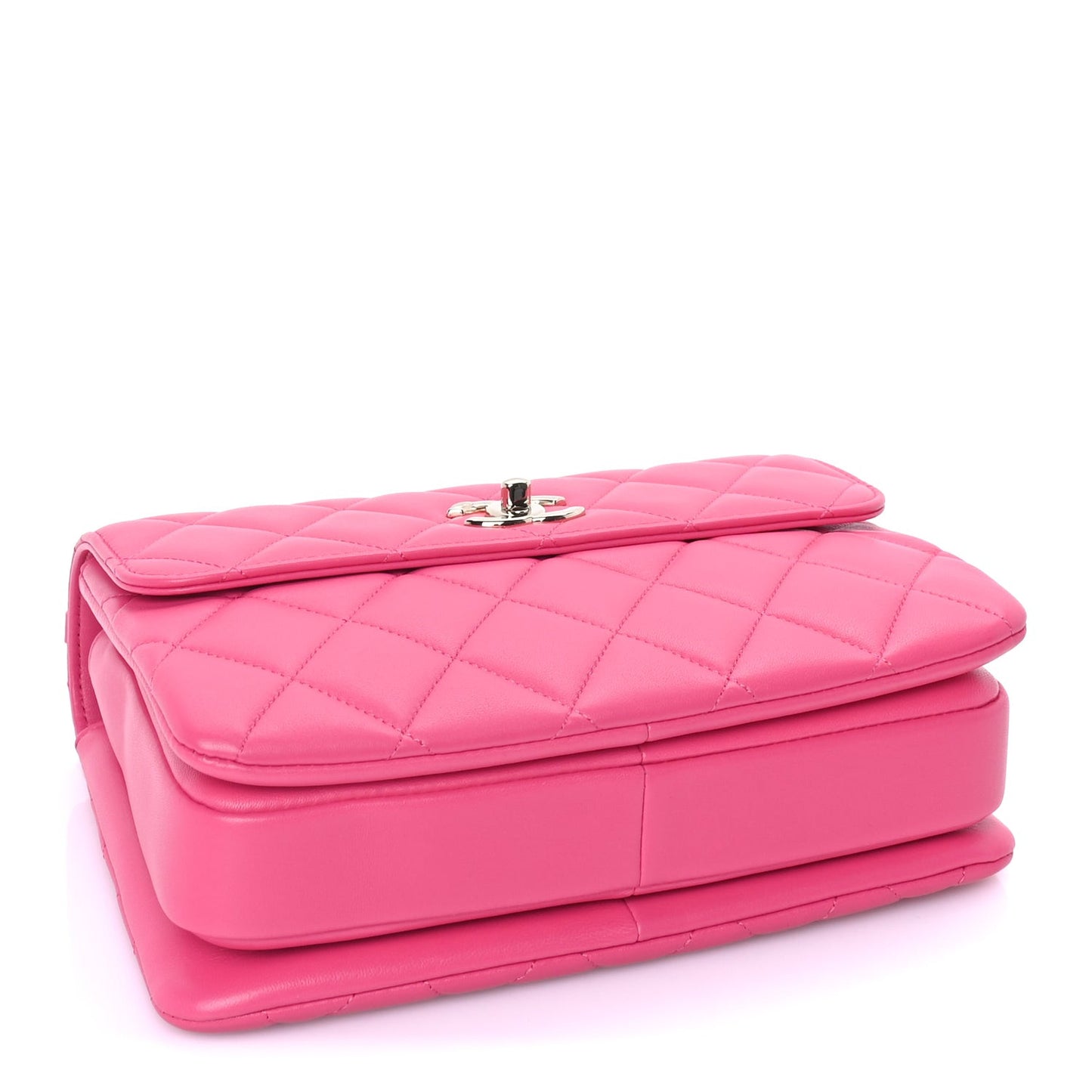 Lambskin Quilted Small Trendy CC Flap Dual Handle Bag  Dark Pink