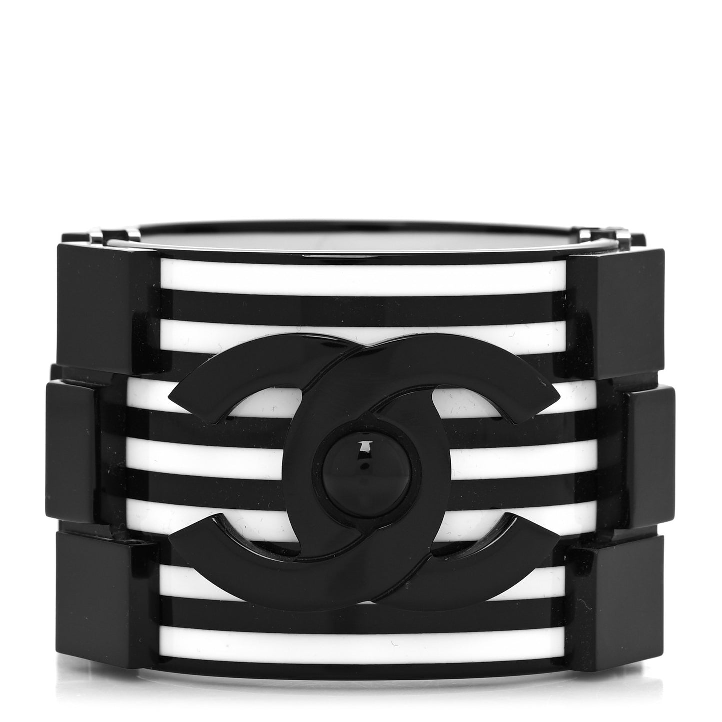 Resin CC Cuff Bracelet Black White