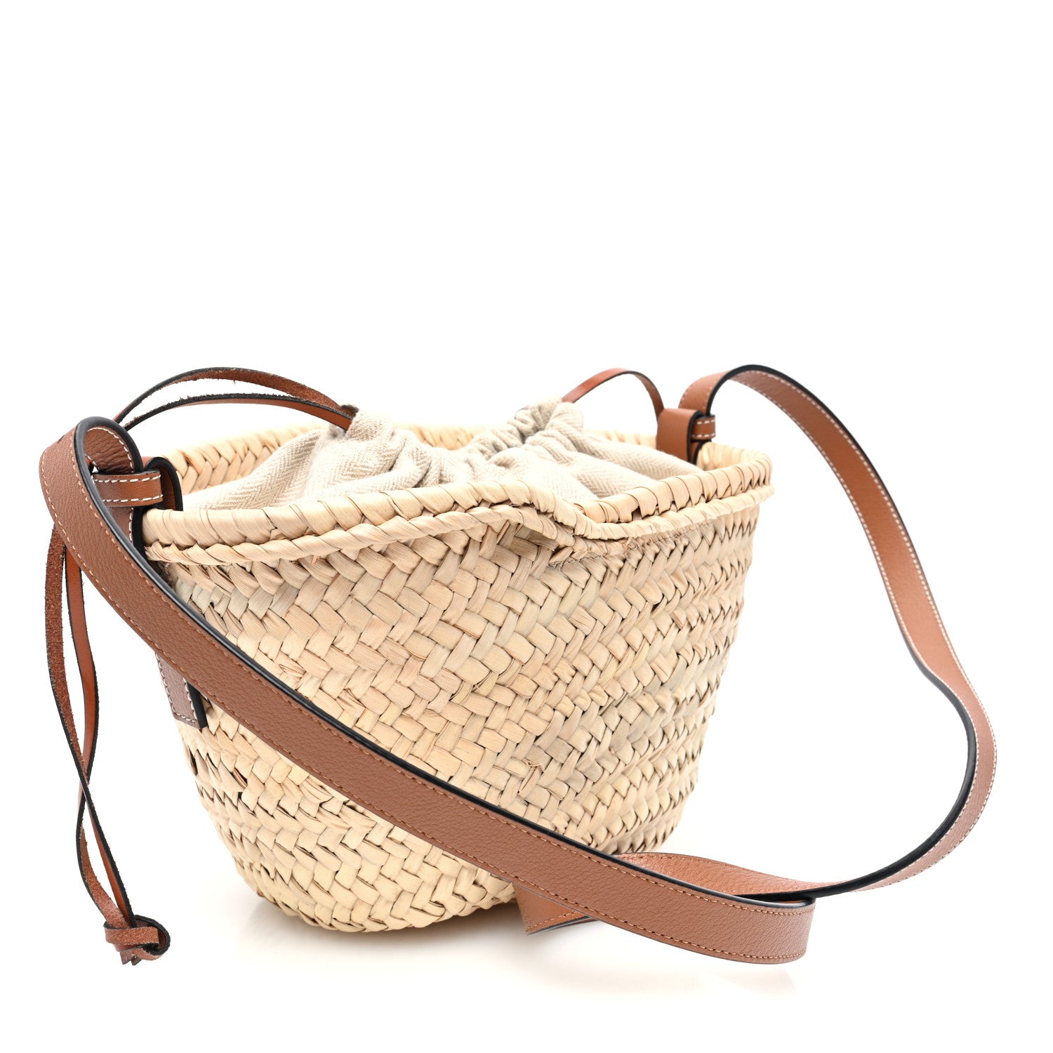 Loewe Raffia Drawstring Basket Tote Bag Natural Tan 3 of 9