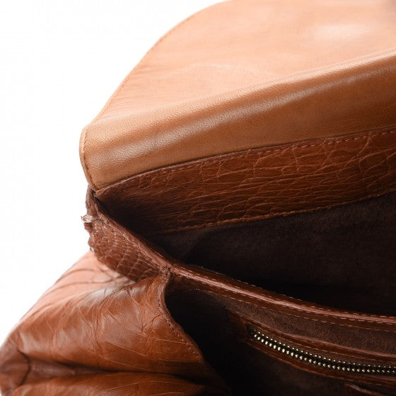 Crocodile Top Handle Tote Brown