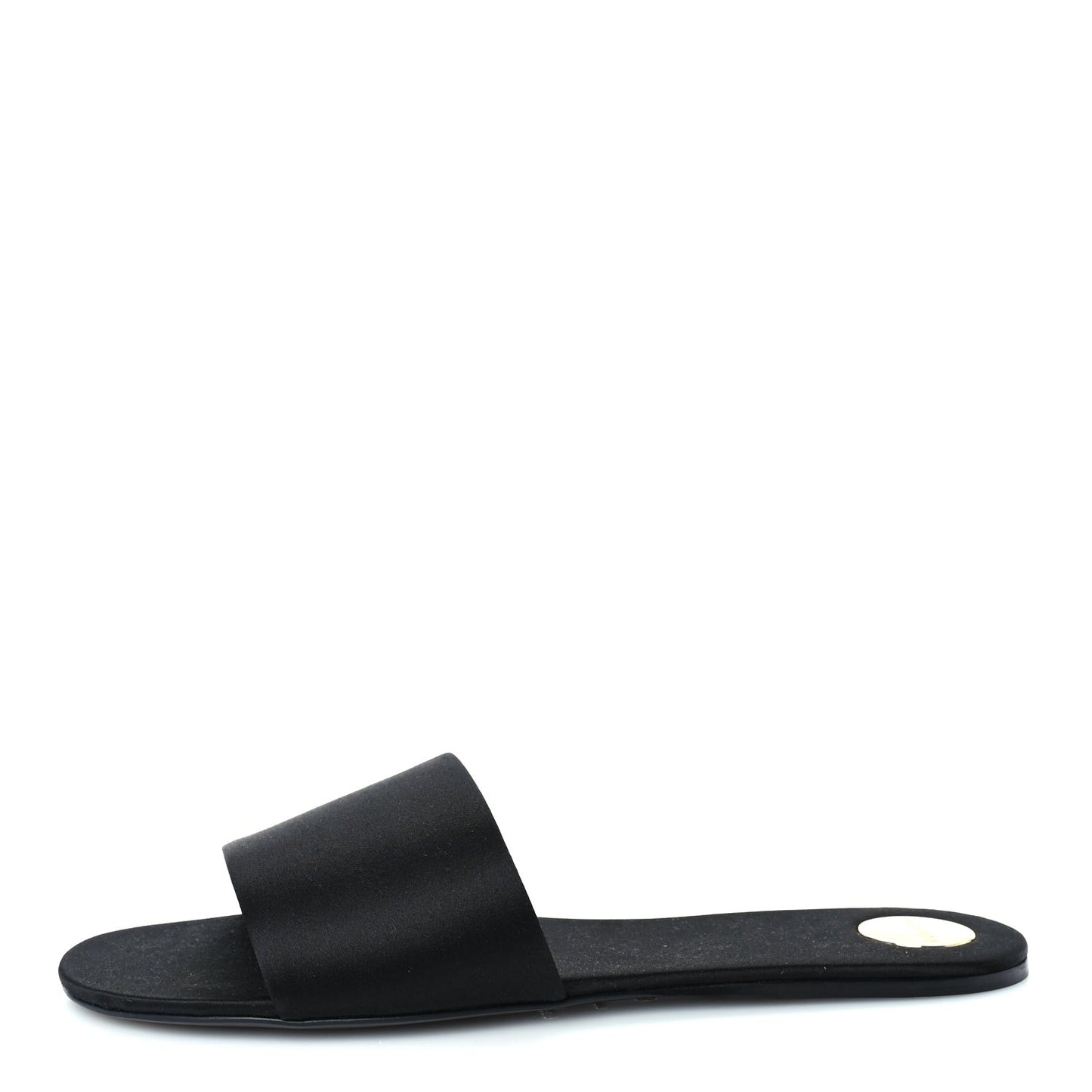 Satin Carlyle Slide Sandals 38  Black