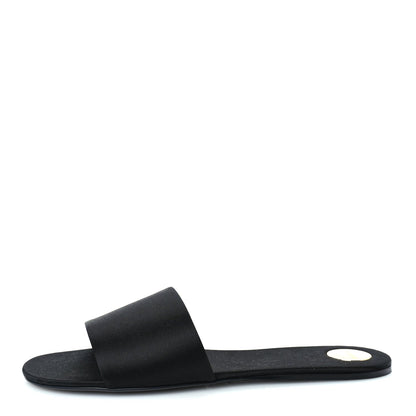 Saint Laurent Satin Carlyle Slide Sandals 38  Black 1 of 7