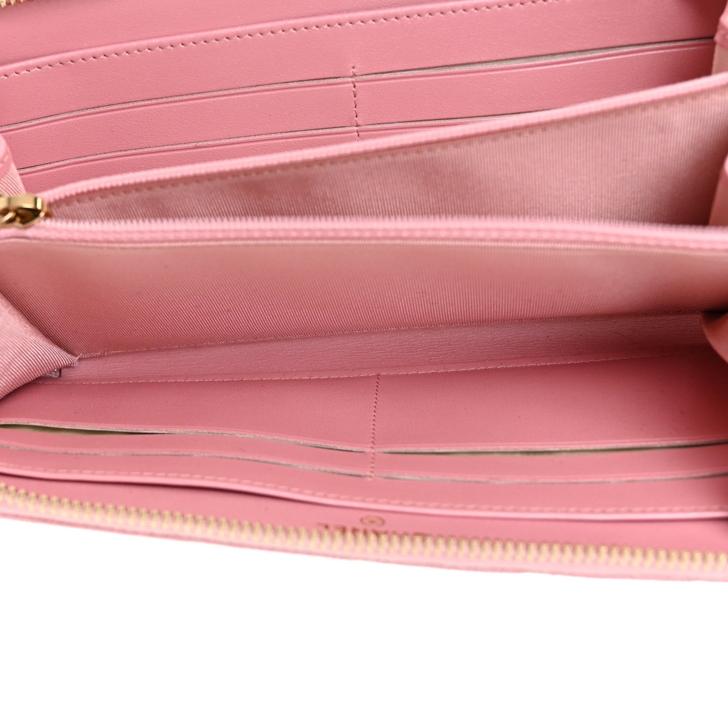 Iridescent Caviar Quilted Large Zip Around Wallet Pink