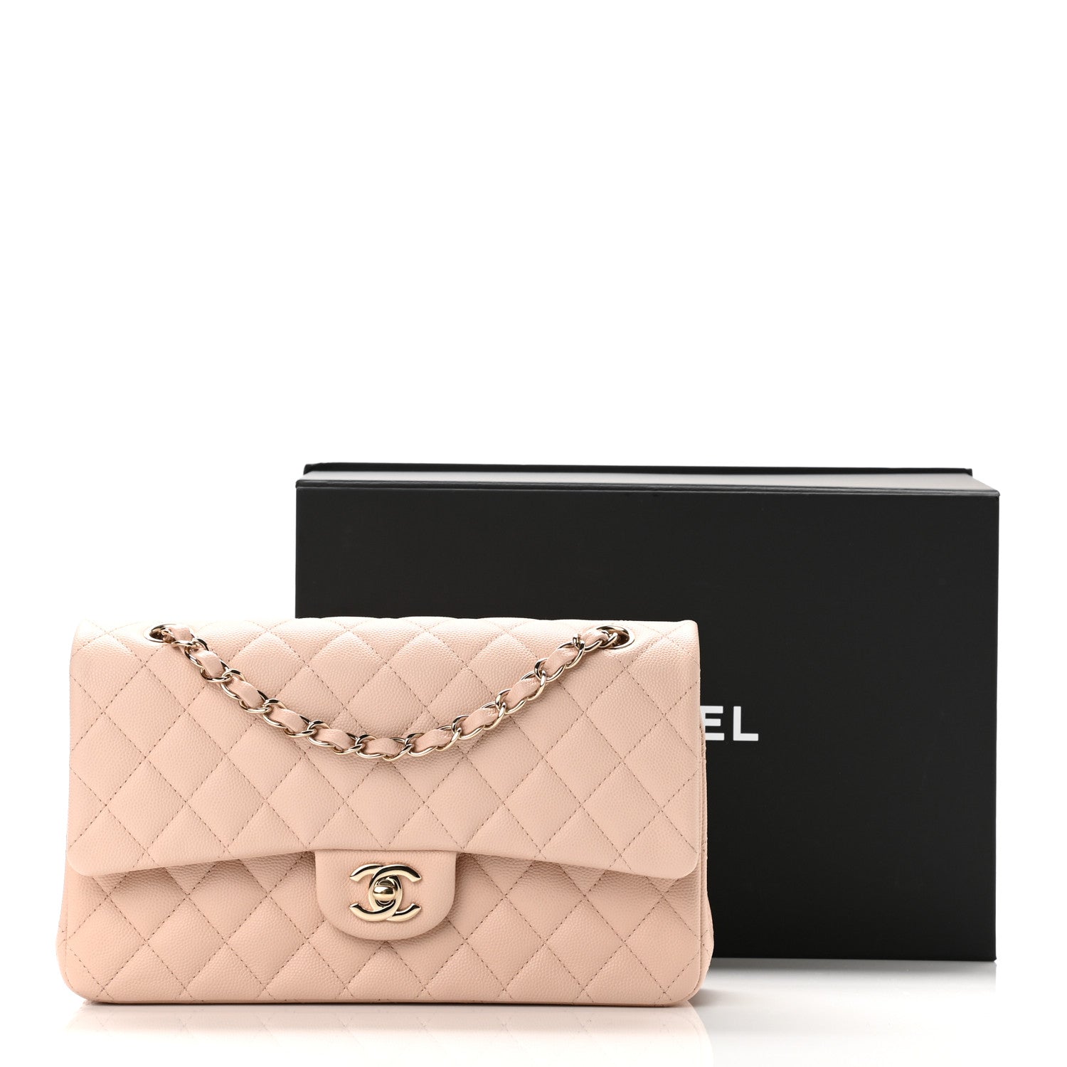 Chanel Caviar Quilted Medium Double Flap Light Beige 10 of 10