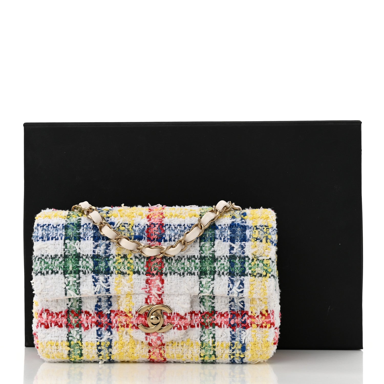 Chanel Tweed Quilted Mini Rectangular Flap White Multicolor 11 of 11