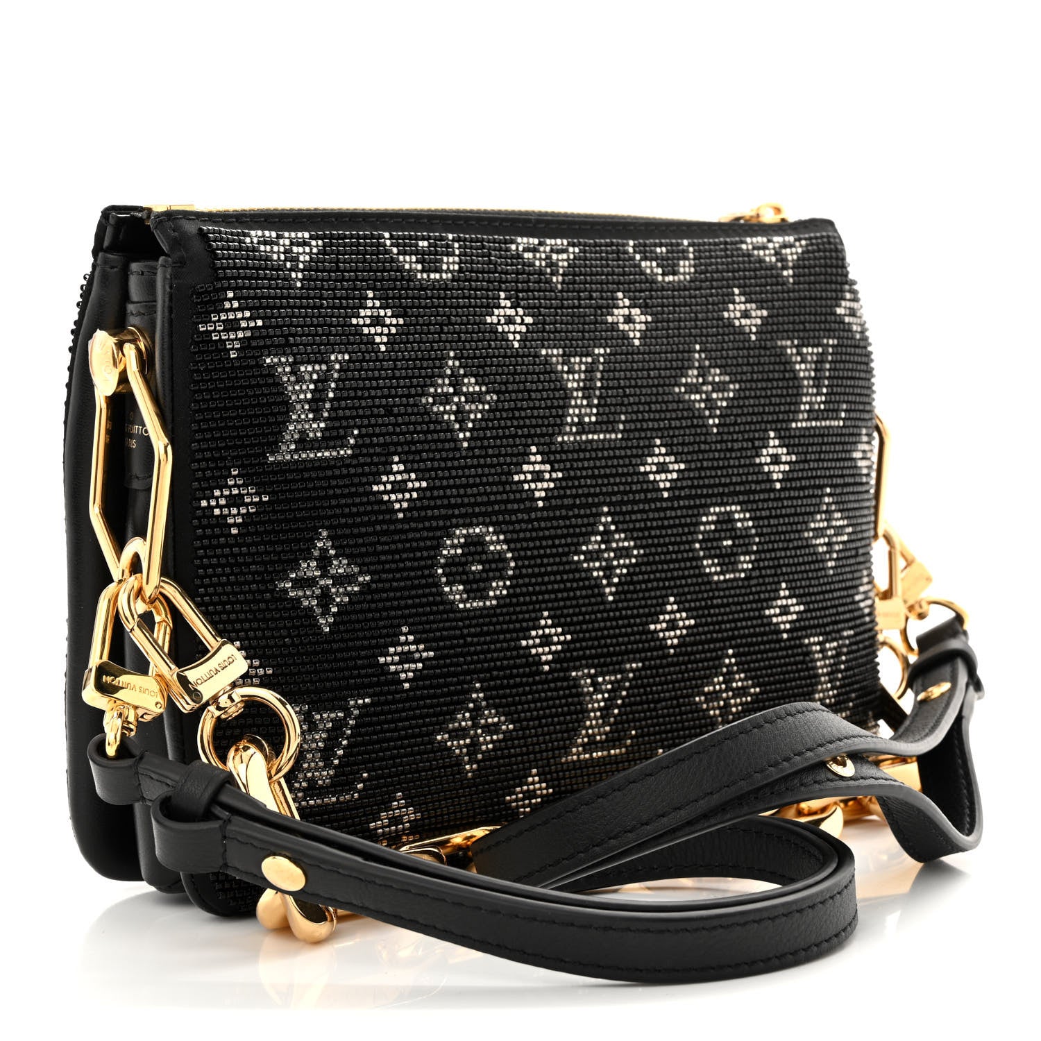 Louis Vuitton Satin Beaded Embroidered Monogram Coussin BB Black 3 of 11