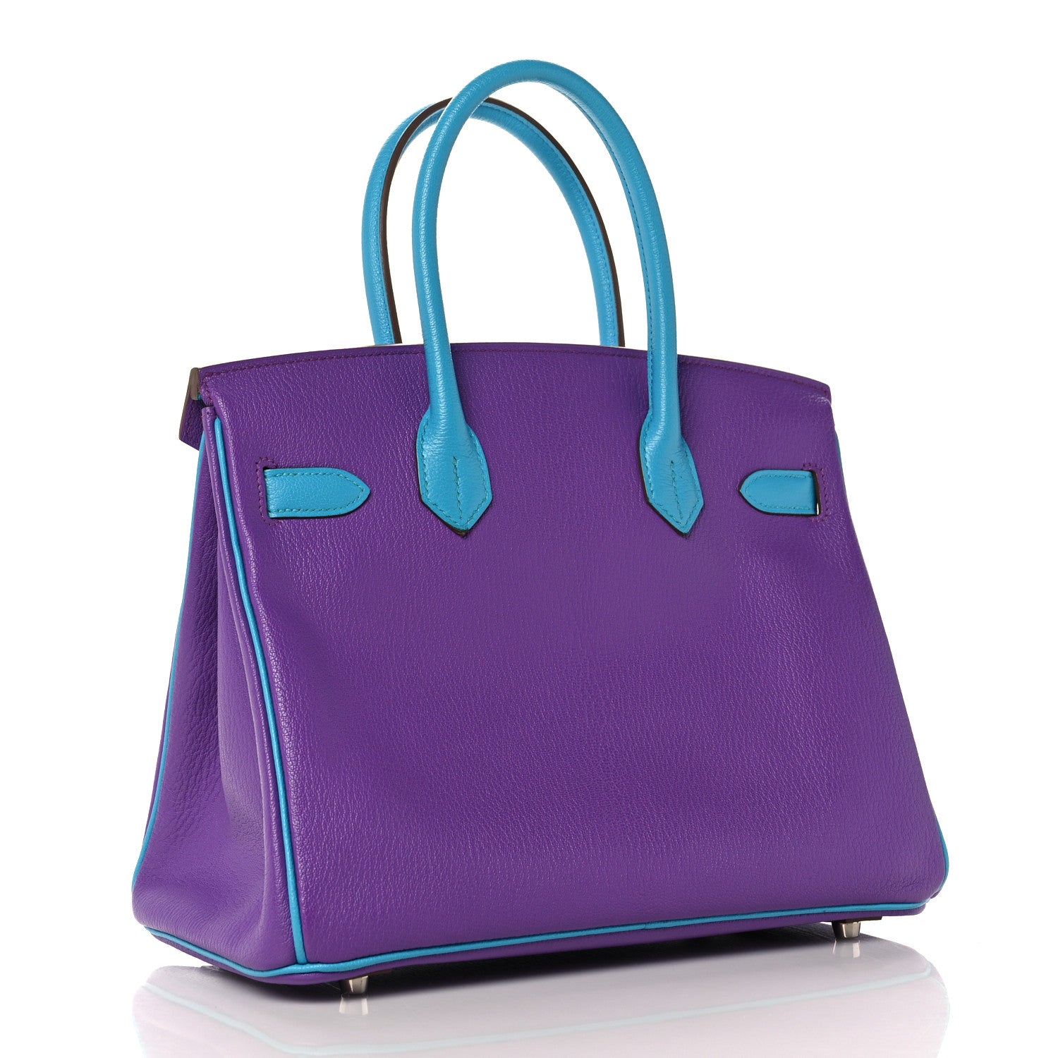 Hermes Chevre Horseshoe Birkin 30 Parme Bleu Aztec 3 of 35
