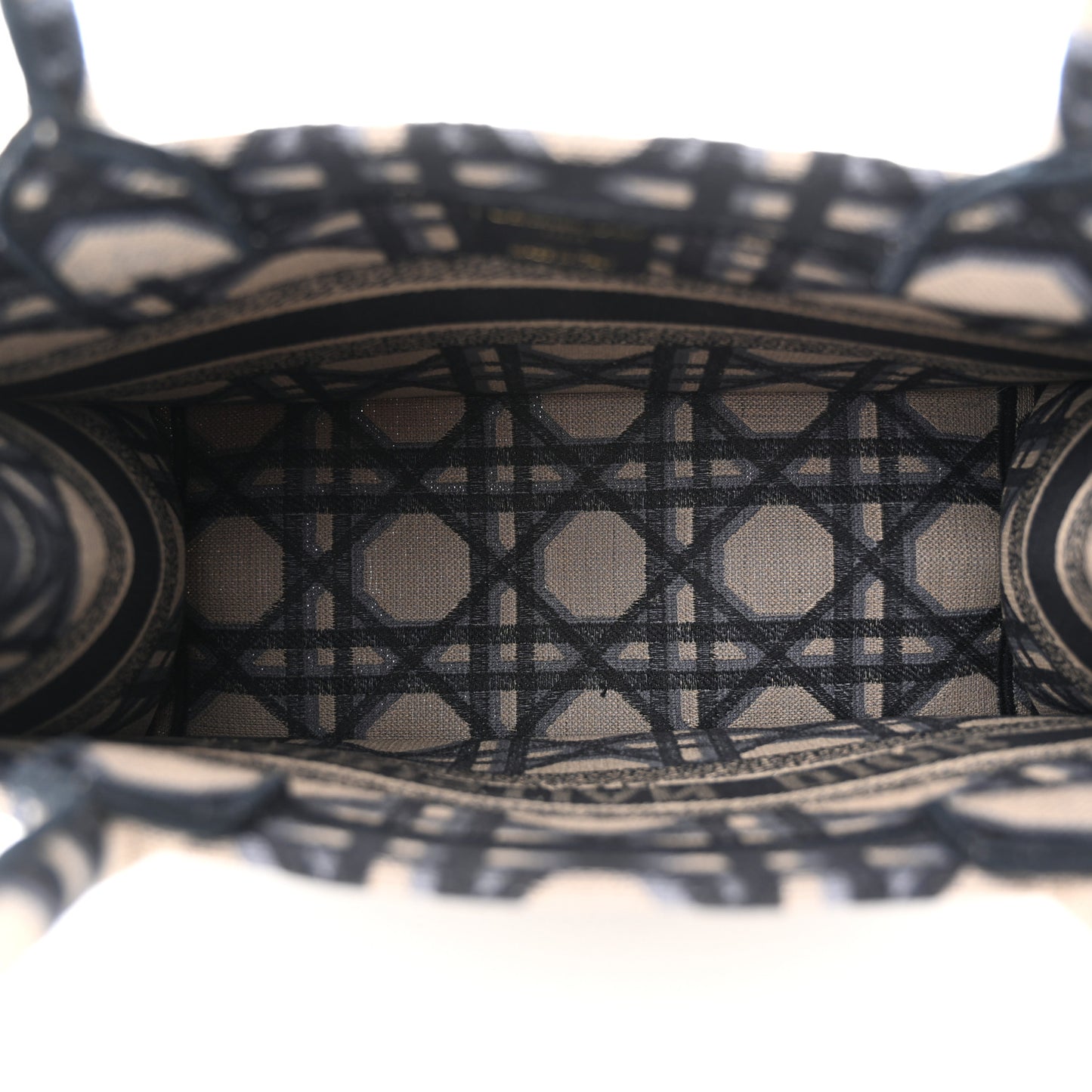 Canvas Macrocannage Embroidered Medium Book Tote Beige Blue