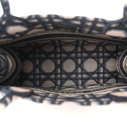 Christian Dior Canvas Macrocannage Embroidered Medium Book Tote Beige Blue 5 of 11