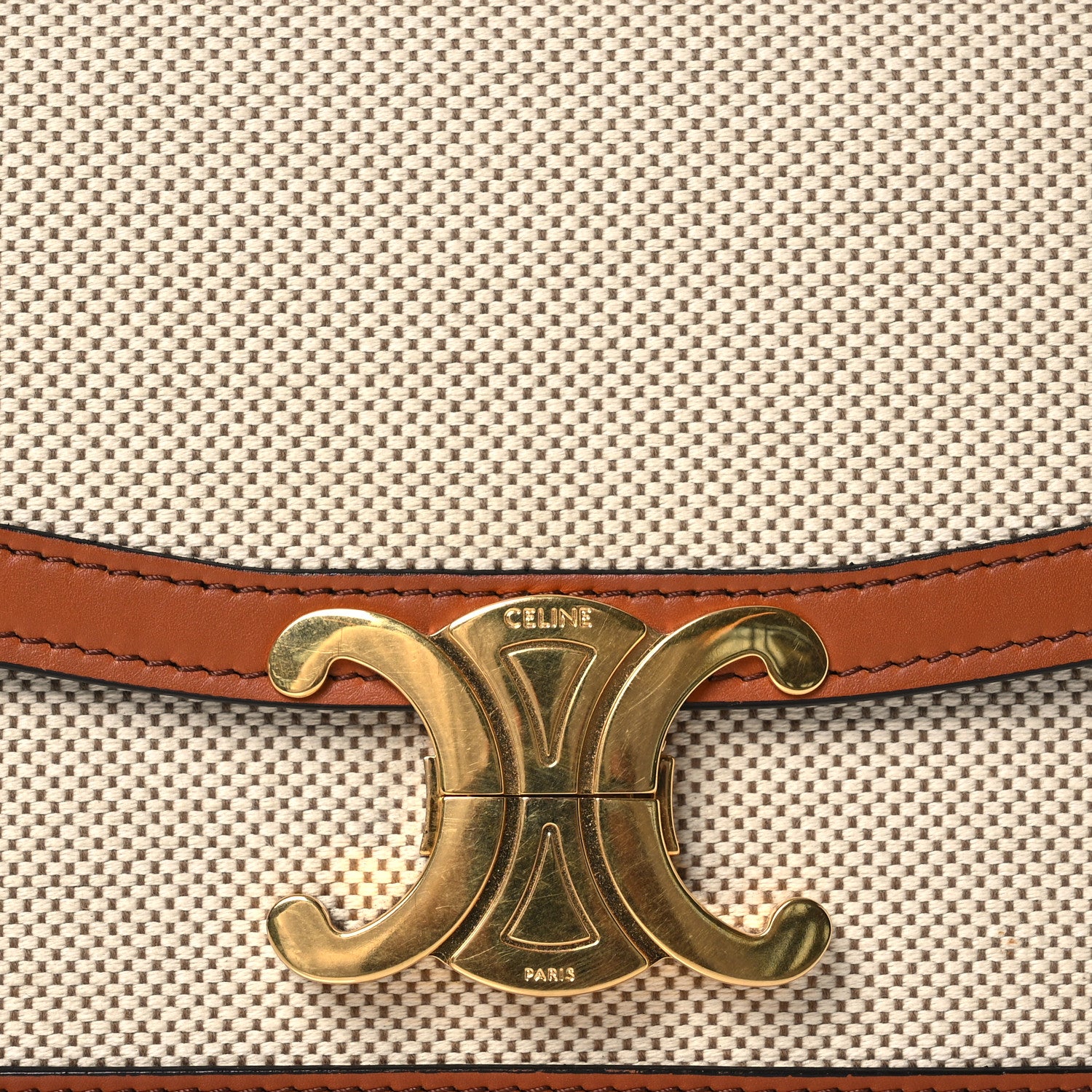 Celine Textile Natural Calfskin Teen Triomphe White Tan 11 of 16