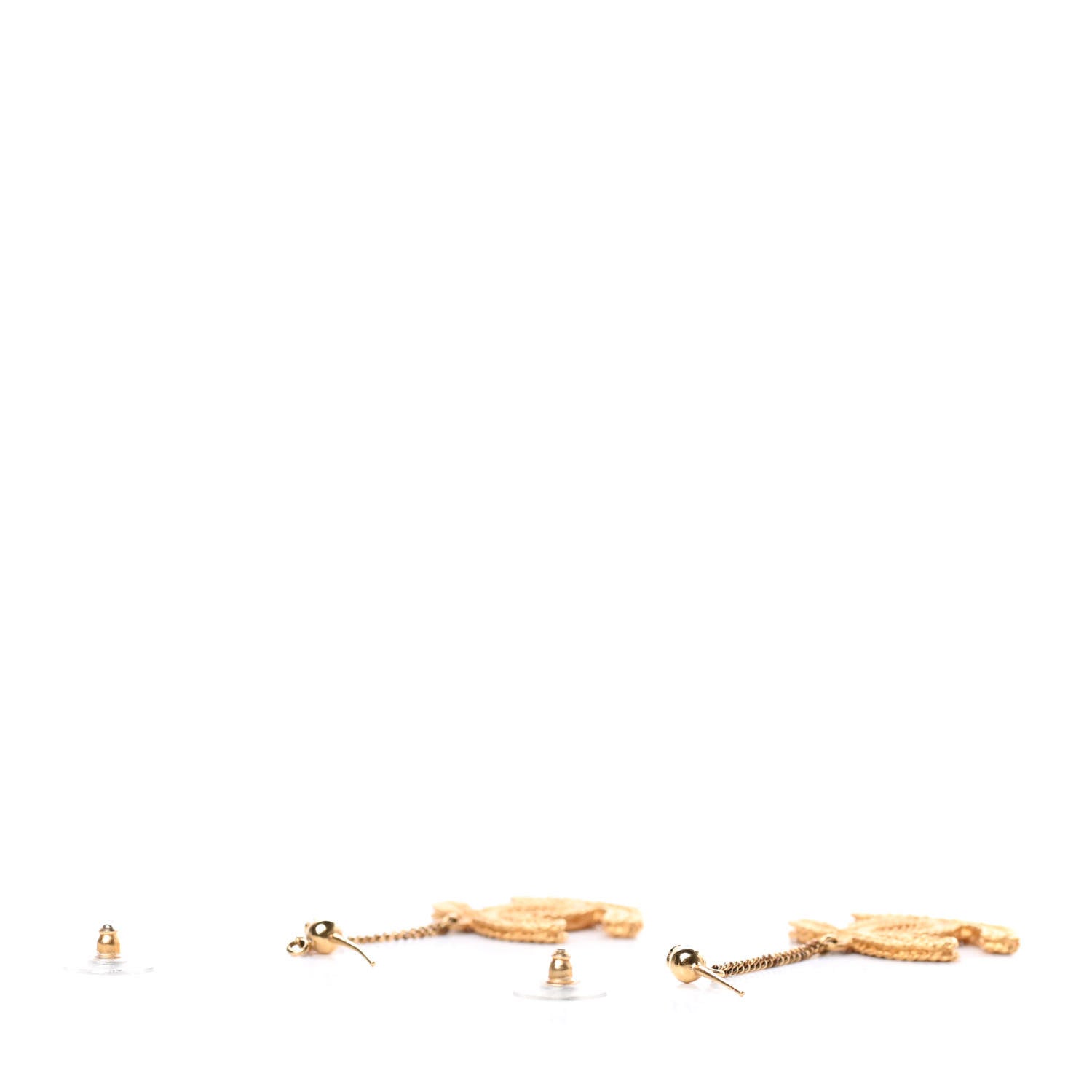 Chanel CC Drop Earrings Matte Gold 3 of 6