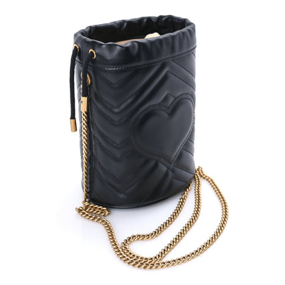 Gucci Calfskin Matelasse Mini GG Marmont 2.0 Bucket Bag  Black 2 of 7