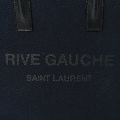 Saint Laurent Canvas Calfskin Rive Gauche North South Noe Tote Navy Black 6 of 8