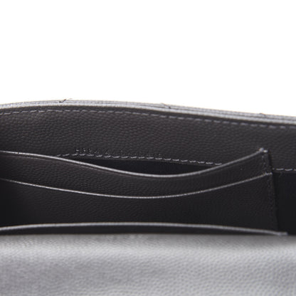 Saint Laurent Grain De Poudre Matelasse Chevron Small Monogram Envelope Wallet Coal 8 of 10
