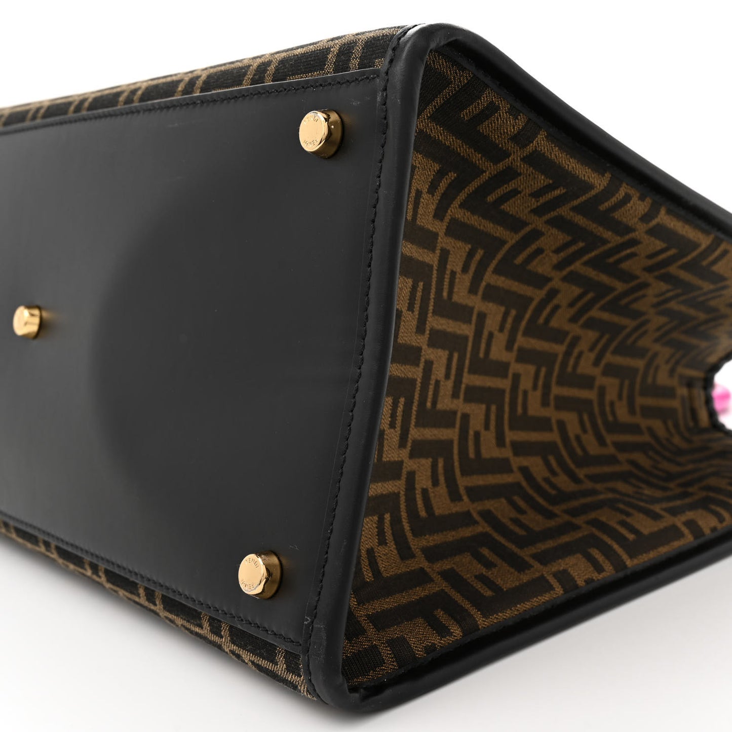 X VERSACE Fabric Jacquard Calfskin Plexiglass Fendace FF Medusa Studded Large Fendi Sunshine Shopper Tote Marrone Fuxia