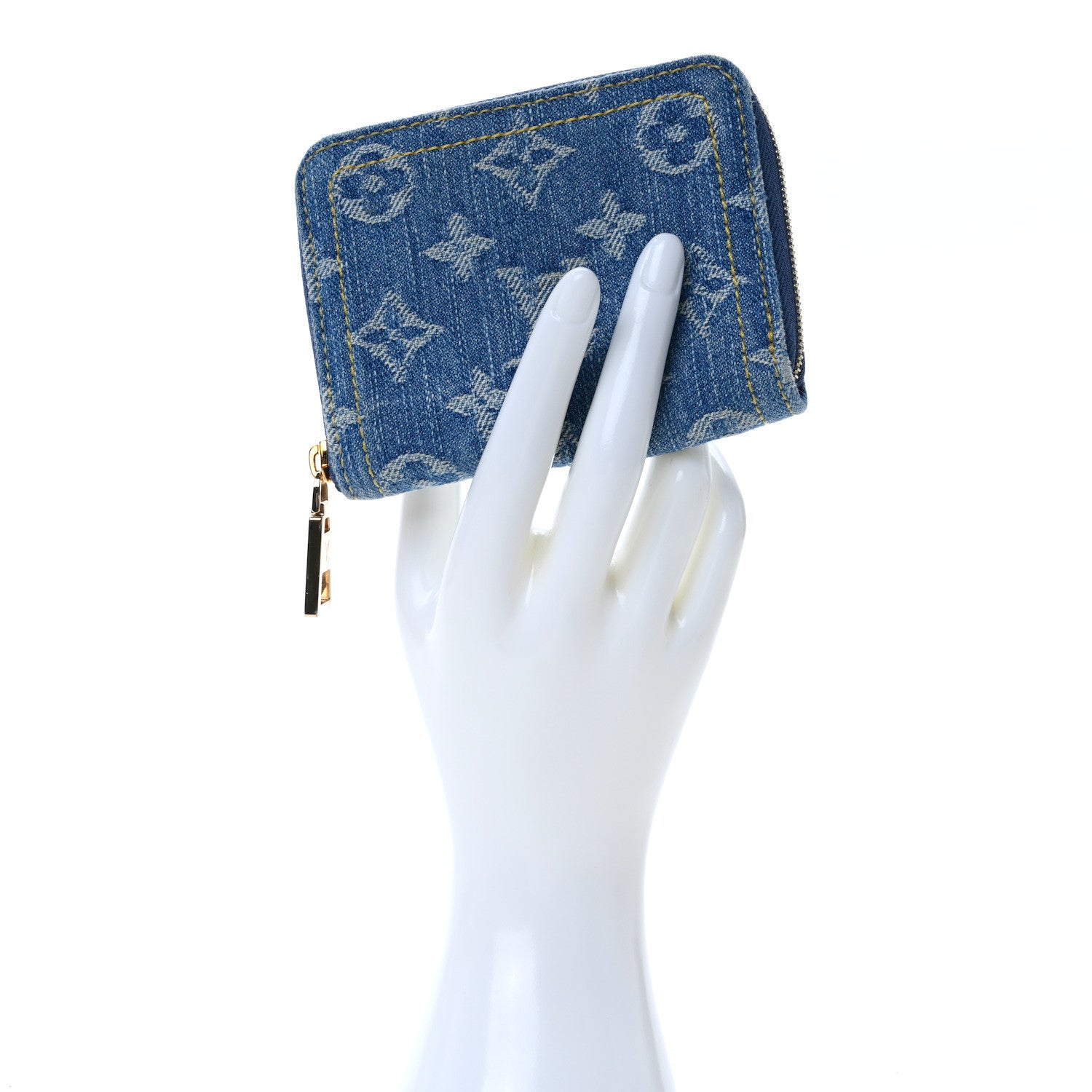 Louis Vuitton Denim Monogram Zippy Coin Purse Blue 2 of 9