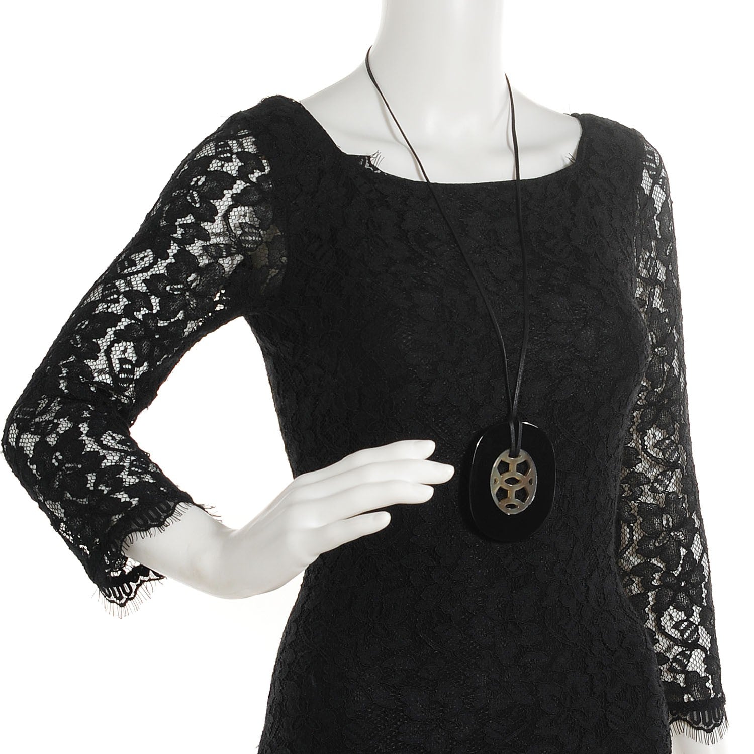 Hermes Buffalo Horn Lacquer Lift Necklace GM Black 2 of 5