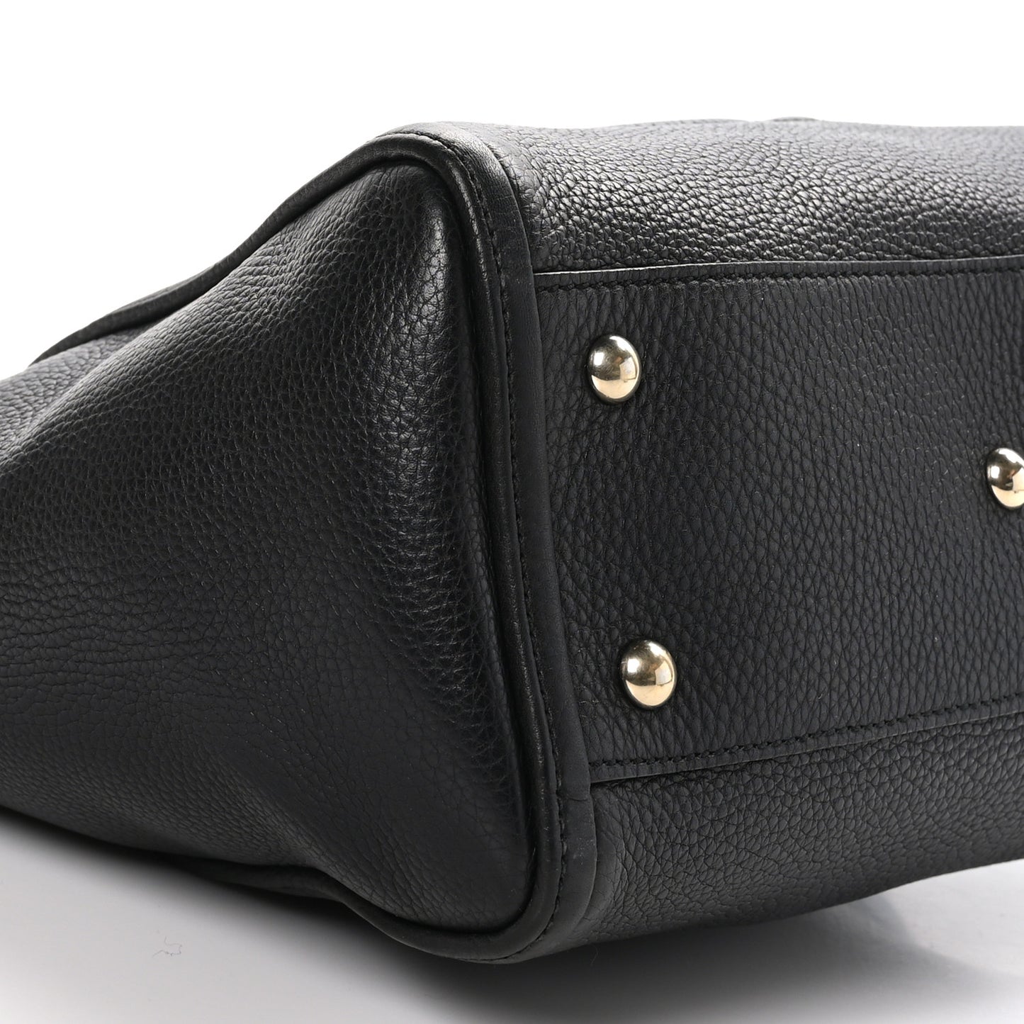 Pebbled Calfskin Small Soho Top Handle Bag Black