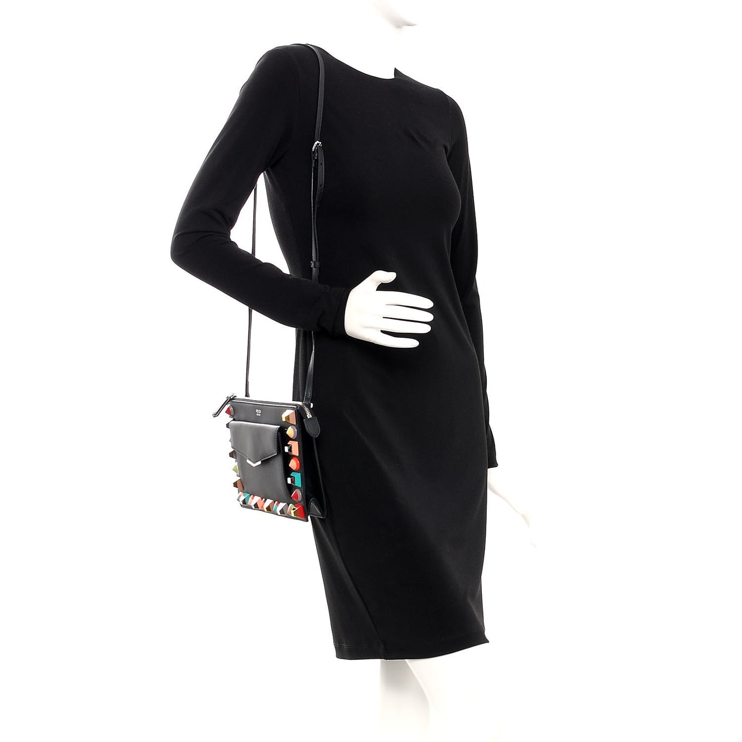 Vitello Dolce Studded Mini 2Jours Pouch Black Multicolor