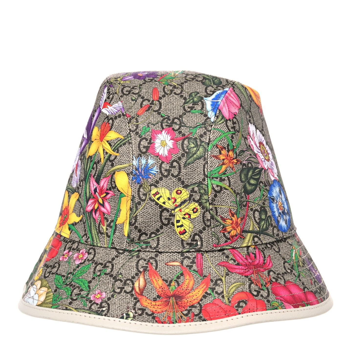 GG Supreme Monogram Flora Fedora Hat L White