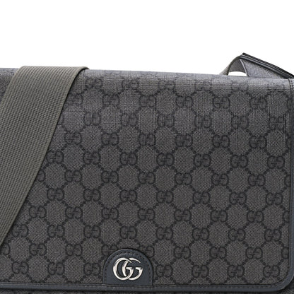 Gucci Tender GG Supreme Monogram Textured Dollar Calfskin Ophidia Messenger Bag Grey Black Graphite Grey 6 of 7
