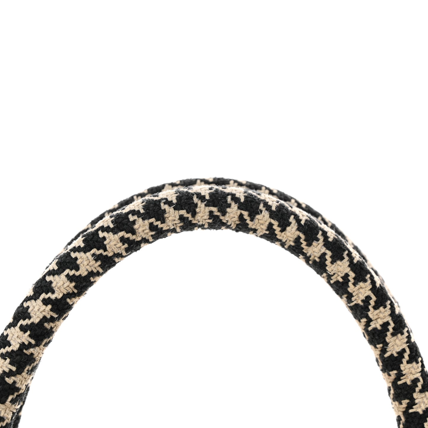 Canvas Houndstooth Embroidered Medium Book Tote Black White