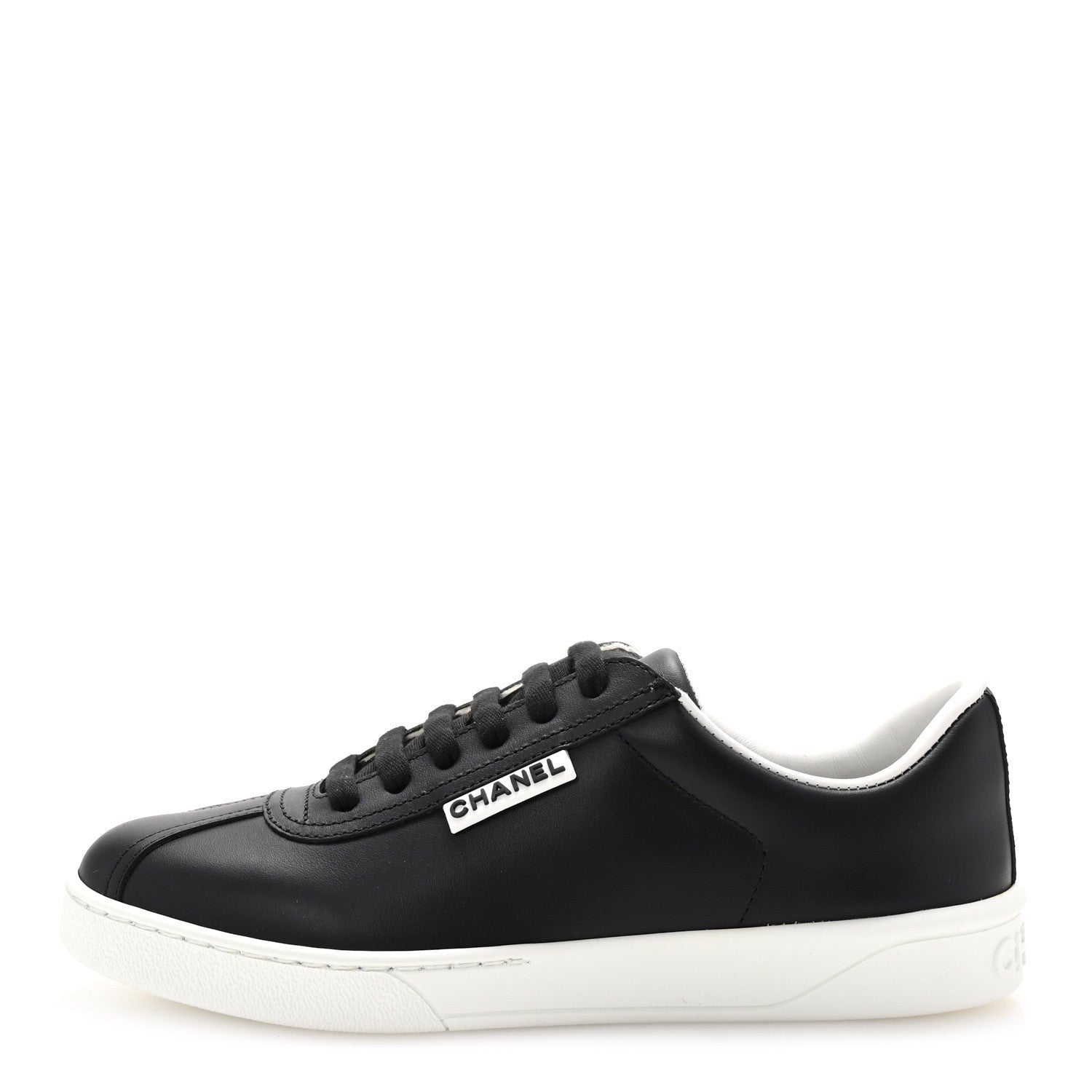 Chanel Calfskin CC Uniform Womens Sneakers 37 Black 1 of 7