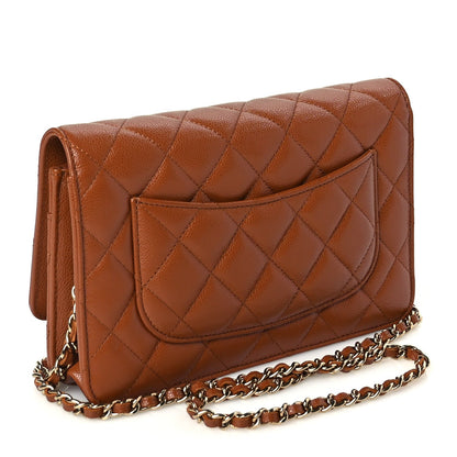 Chanel Caviar Quilted Wallet On Chain WOC Light Brown 2 of 9