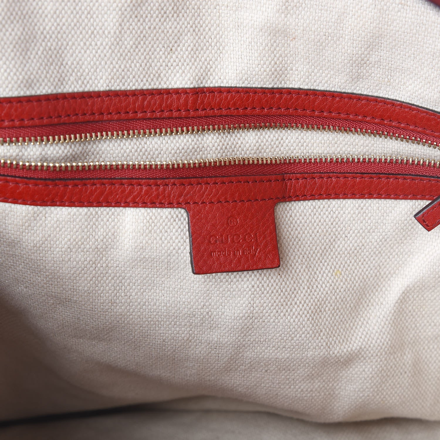 Gucci Pebbled Calfskin Large Soho Shoulder Bag Red 7 of 12