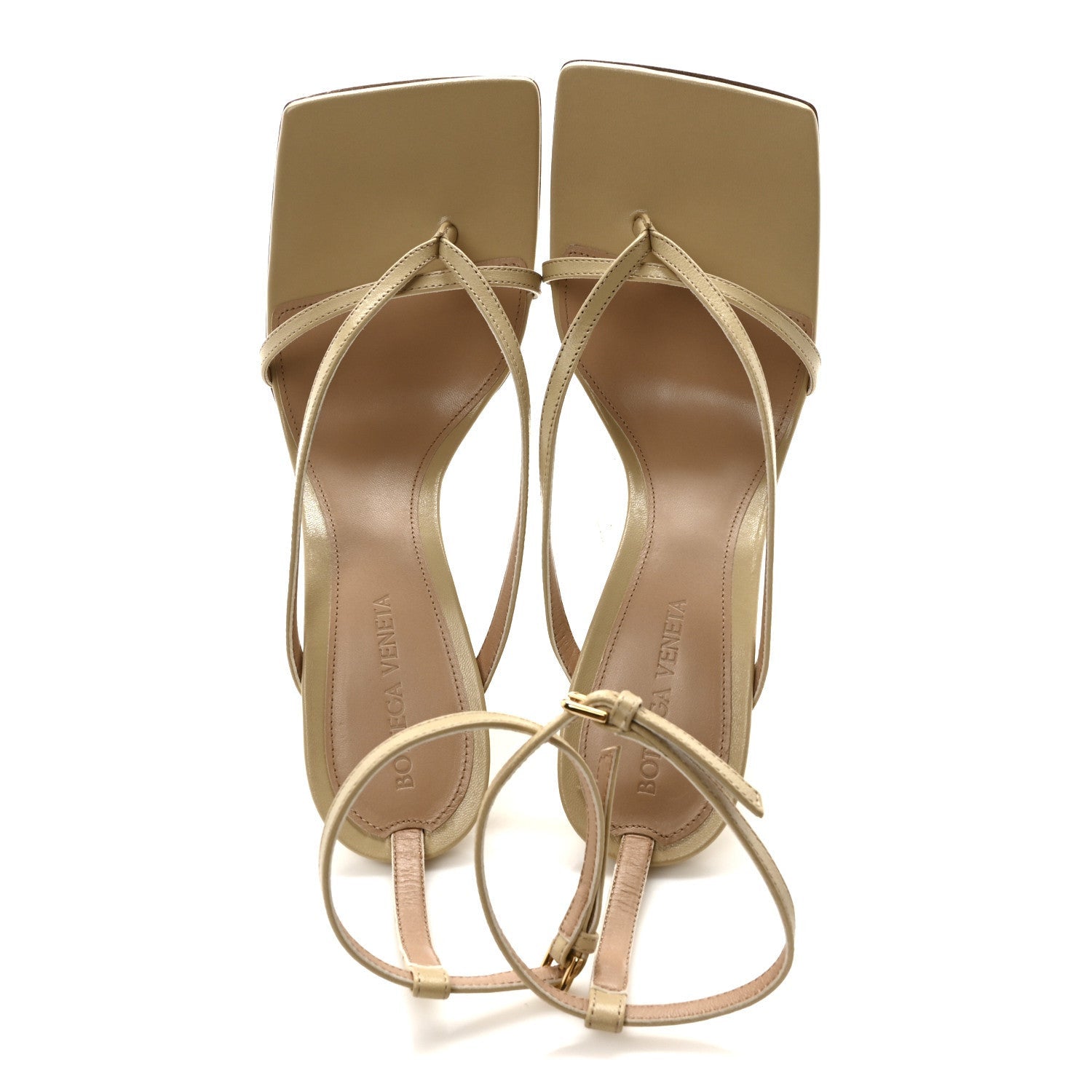Bottega Veneta Lambskin Stretch Lounge Wedge Sandals 37.5 Cane Sugar 2 of 7