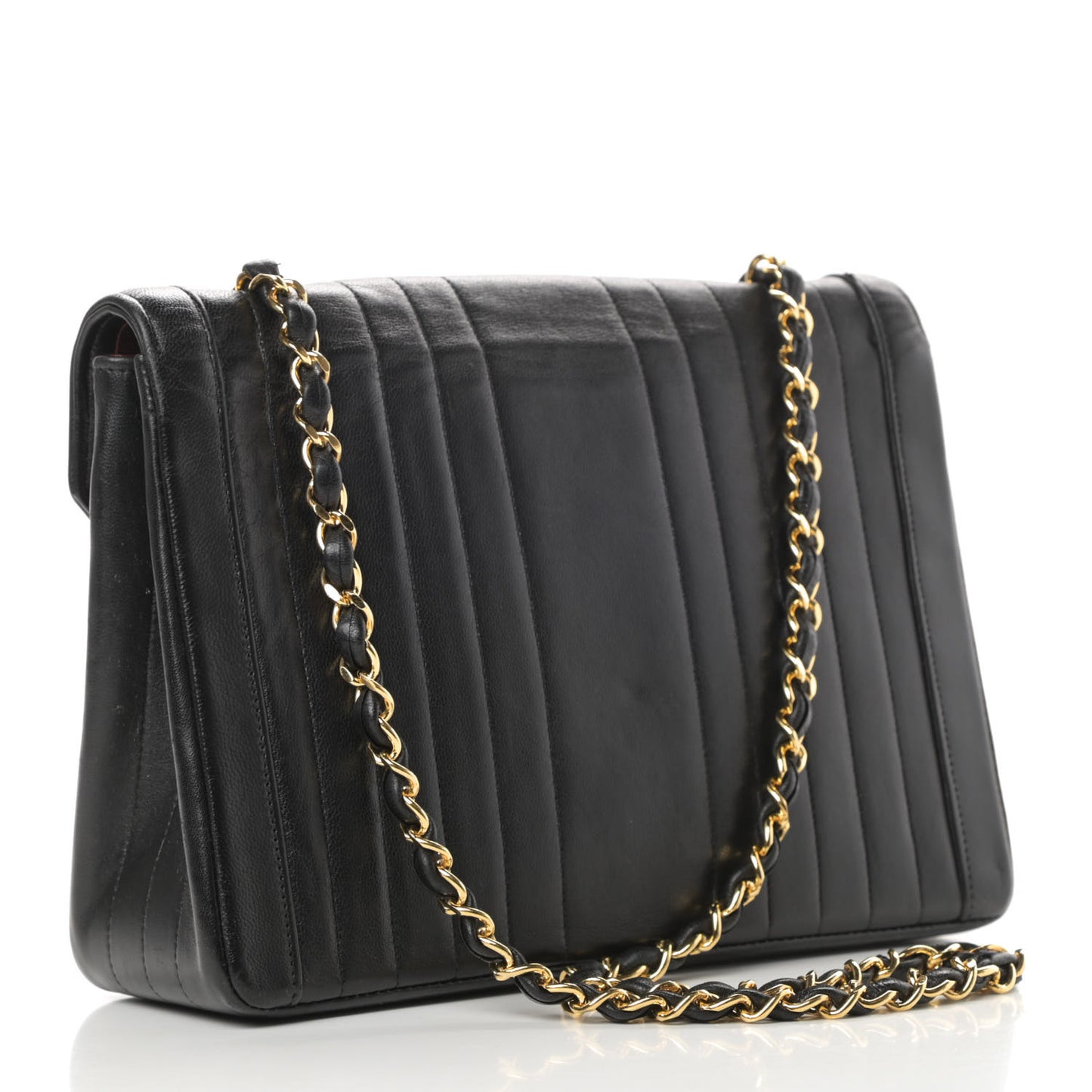 Lambskin Chevron Quilted Small Single Flap Black