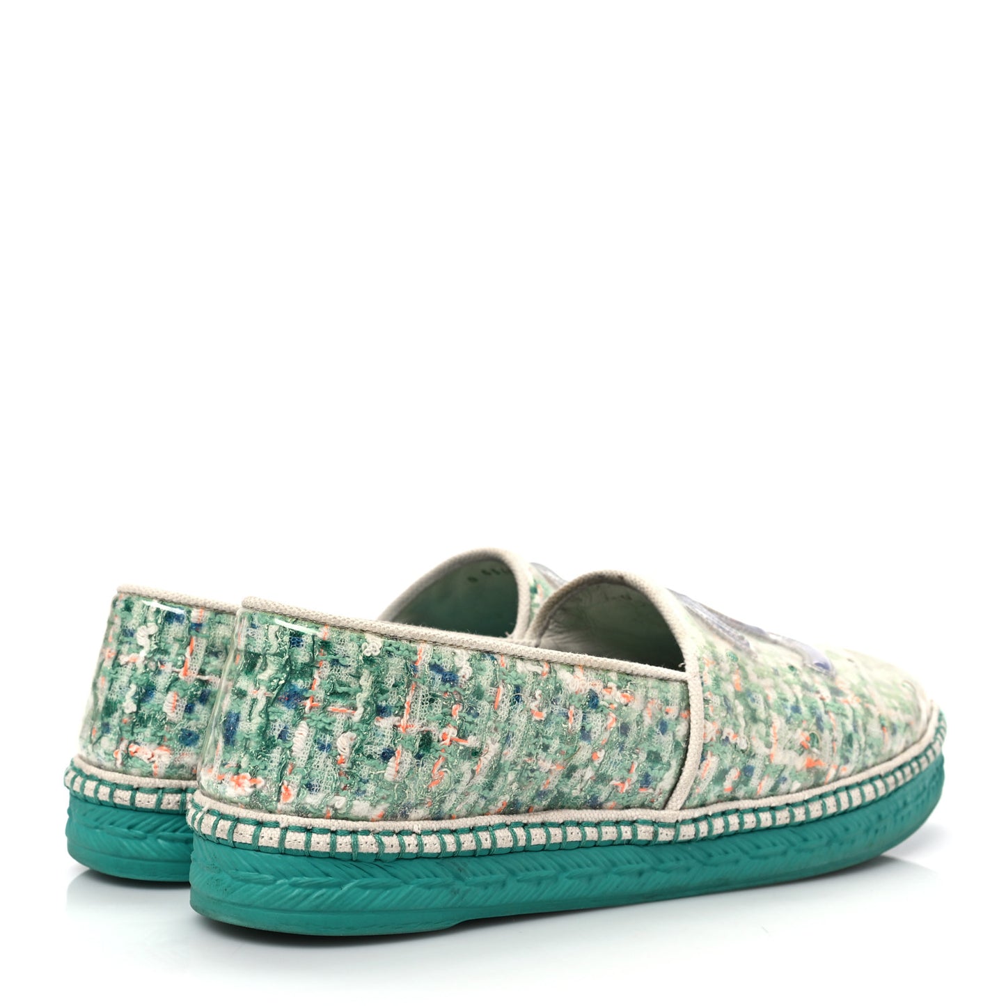 PVC Tweed CC Espadrilles 38 Green Multicolor
