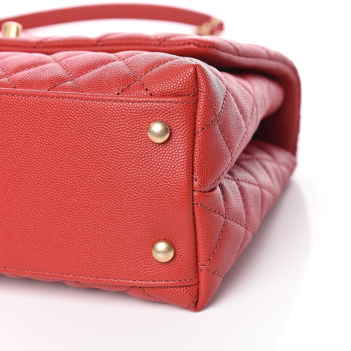 Caviar Quilted Small Coco Handle Flap Red