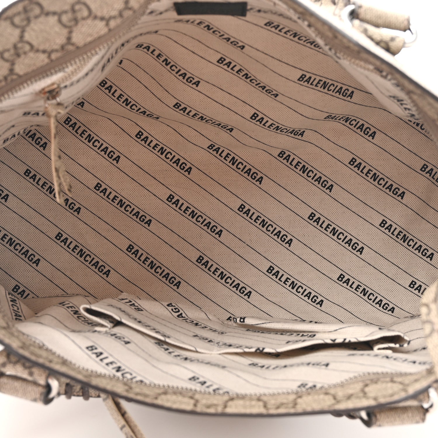 Balenciaga X GUCCI GG Supreme Monogram Neo Classic Silver Hardware City Beige Ebony 6 of 11