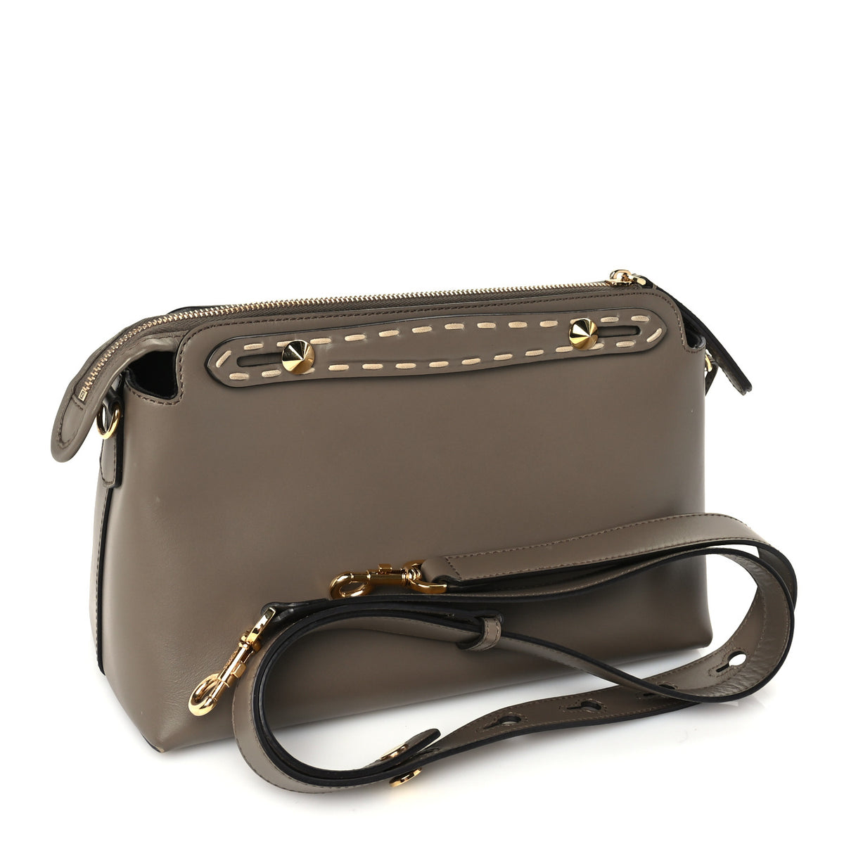 Fendi Vitello King Elaphe Python Print Logo Medium By The Way Boston Bag  Tartufo Daisy Roccia 2 of 8